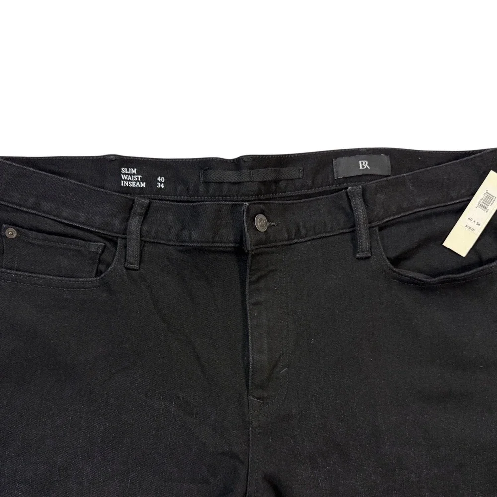 Banana Republic Slim Jeans NWT Mens 40x34 Black New Stretch Cotton Tencel Denim